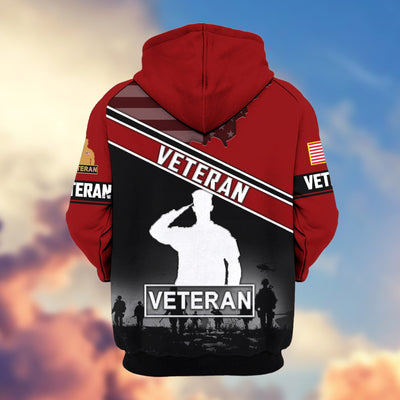 Premium US Veterans Zip Hoodie, Gifts For US Veterans, Gifts On Father's Day, Veterans Day.