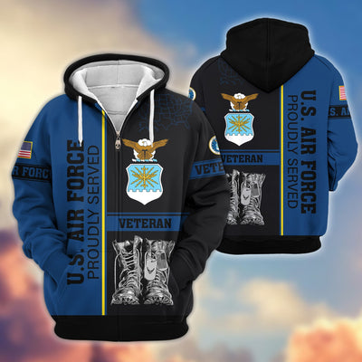 Premium US Veterans Zip Hoodie, Gifts For US Veterans, Gifts On Father's Day, Veterans Day.