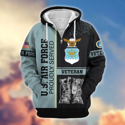 Premium US Veterans Zip Hoodie, Gifts For US Veterans, Gifts On Father's Day, Veterans Day.