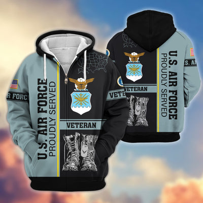 Premium US Veterans Zip Hoodie, Gifts For US Veterans, Gifts On Father's Day, Veterans Day.
