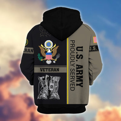 Premium US Veterans Zip Hoodie, Gifts For US Veterans, Gifts On Father's Day, Veterans Day.