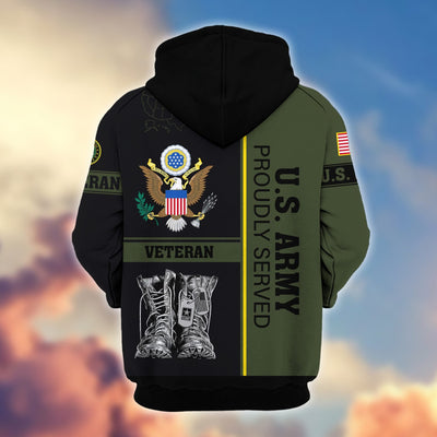 Premium US Veterans Zip Hoodie, Gifts For US Veterans, Gifts On Father's Day, Veterans Day.