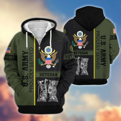 Premium US Veterans Zip Hoodie, Gifts For US Veterans, Gifts On Father's Day, Veterans Day.
