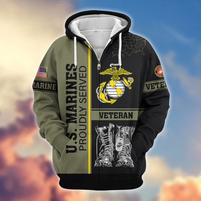 Premium US Veterans Zip Hoodie, Gifts For US Veterans, Gifts On Father's Day, Veterans Day.