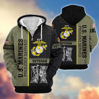 Premium US Veterans Zip Hoodie, Gifts For US Veterans, Gifts On Father's Day, Veterans Day.