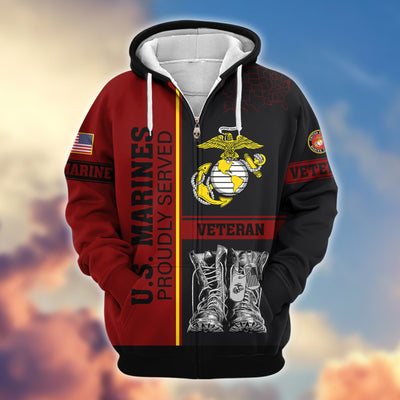 Premium US Veterans Zip Hoodie, Gifts For US Veterans, Gifts On Father's Day, Veterans Day.