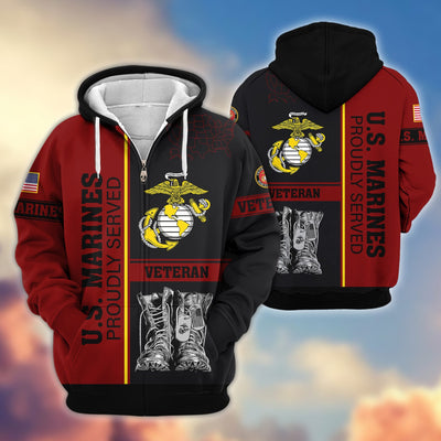 Premium US Veterans Zip Hoodie, Gifts For US Veterans, Gifts On Father's Day, Veterans Day.