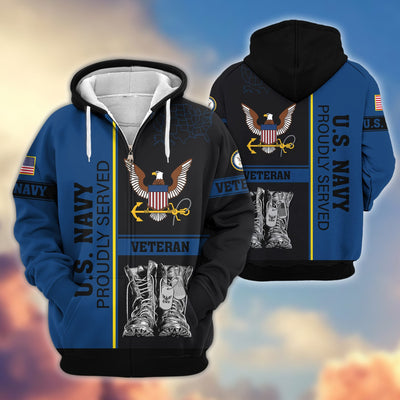 Premium US Veterans Zip Hoodie, Gifts For US Veterans, Gifts On Father's Day, Veterans Day.