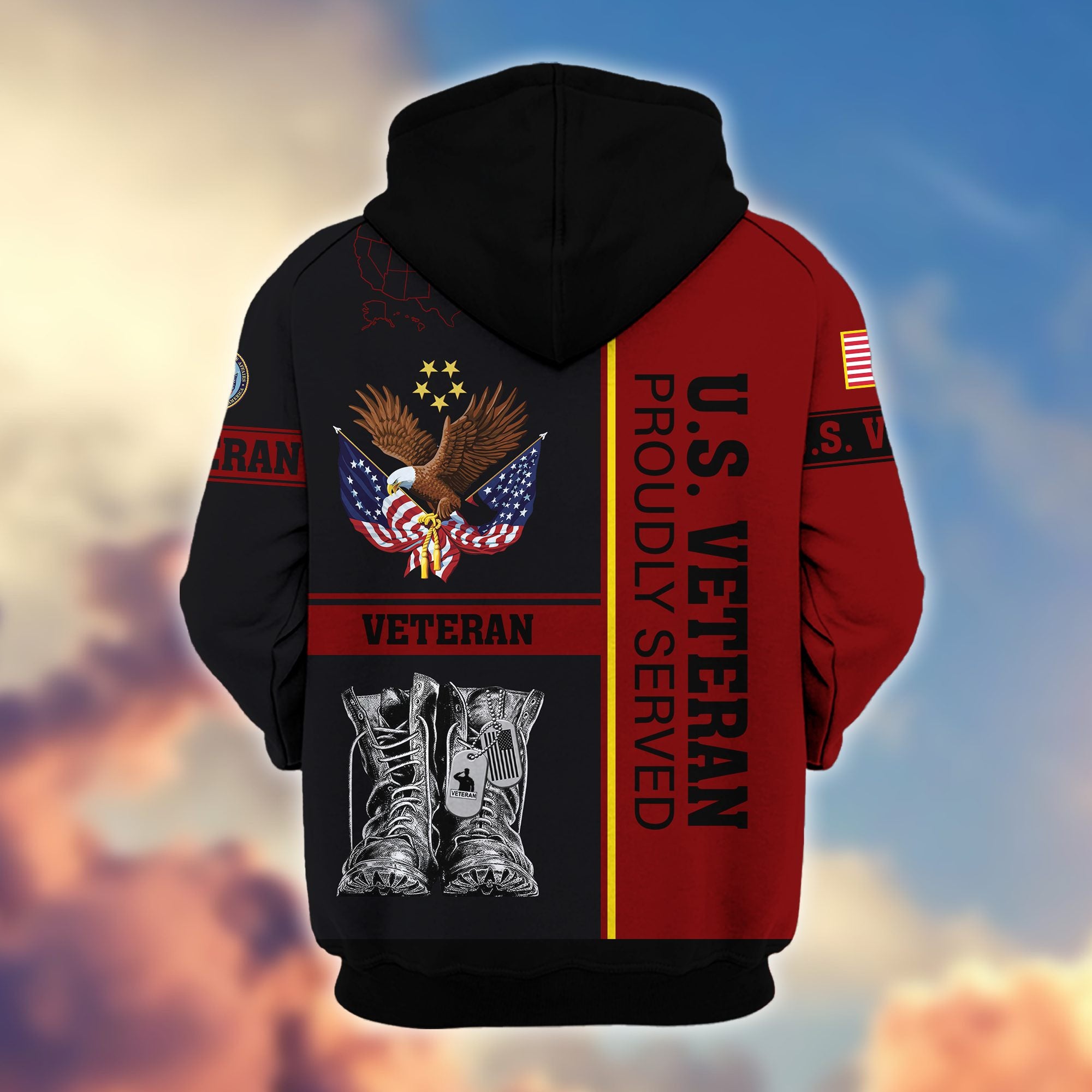 Premium US Veterans Zip Hoodie, Gifts For US Veterans, Gifts On Father's Day, Veterans Day.
