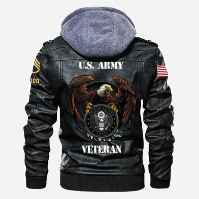 Premium Custom US Army Veteran Leather Jacket, Gifts For Army Veteran, Gifts On Father's Day, Veterans Day.