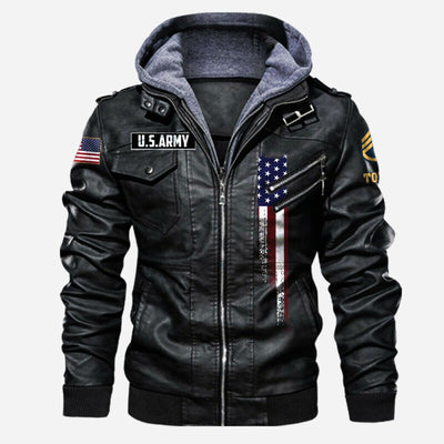Premium Custom US Army Veteran Leather Jacket, Gifts For Army Veteran, Gifts On Father's Day, Veterans Day.