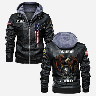 Premium Custom US Army Veteran Leather Jacket, Gifts For Army Veteran, Gifts On Father's Day, Veterans Day.