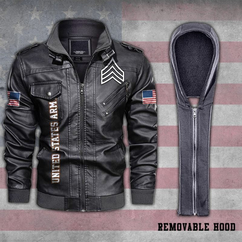 Premium Custom US Army Veteran Leather Jacket, Gifts For Army Veteran, Gifts On Father's Day, Veterans Day.