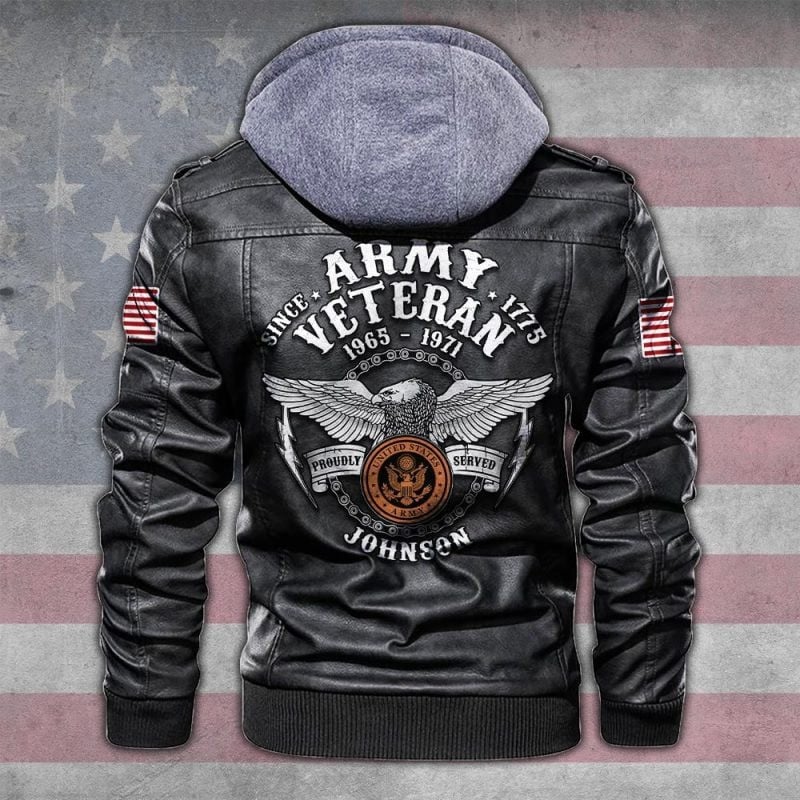 Premium Custom US Army Veteran Leather Jacket, Gifts For Army Veteran, Gifts On Father's Day, Veterans Day.