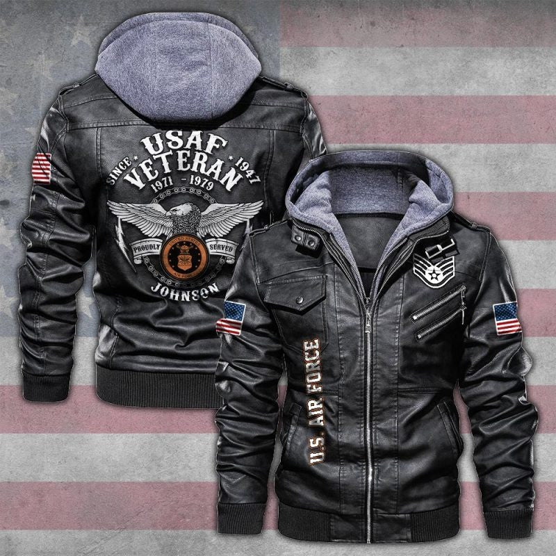 Premium Custom USAF Veteran Leather Jacket, Gifts For Air Force Veteran, Gifts On Father's Day, Veterans Day.