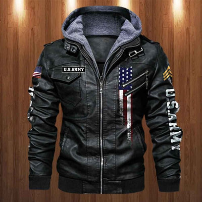 Premium Custom US Army Veteran Leather Jacket, Gifts For Army Veteran, Gifts On Father's Day, Veterans Day.