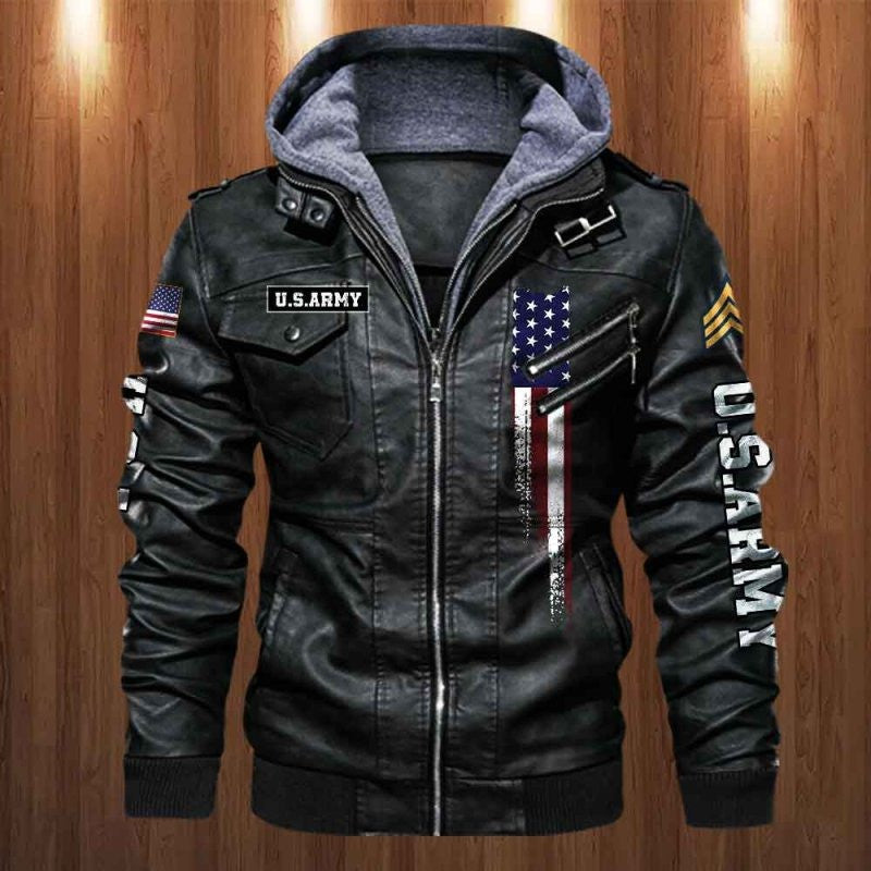 Premium Custom US Army Veteran Leather Jacket, Gifts For Army Veteran, Gifts On Father's Day, Veterans Day.