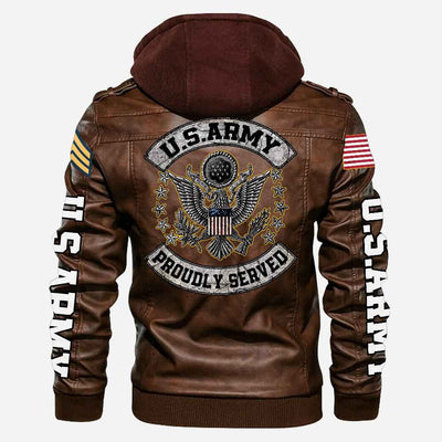 Premium Custom US Army Veteran Leather Jacket, Gifts For Army Veteran, Gifts On Father's Day, Veterans Day.