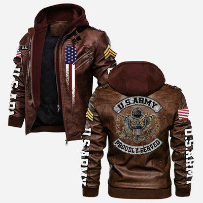 Premium Custom US Army Veteran Leather Jacket, Gifts For Army Veteran, Gifts On Father's Day, Veterans Day.