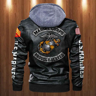 Premium Custom USMC Veteran Leather Jacket, Gifts For Marine Veteran, Gifts On Father's Day, Veterans Day.