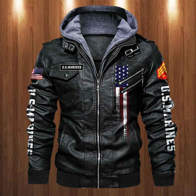 Premium Custom USMC Veteran Leather Jacket, Gifts For Marine Veteran, Gifts On Father's Day, Veterans Day.