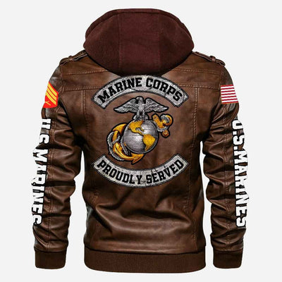 Premium Custom USMC Veteran Leather Jacket, Gifts For Marine Veteran, Gifts On Father's Day, Veterans Day.