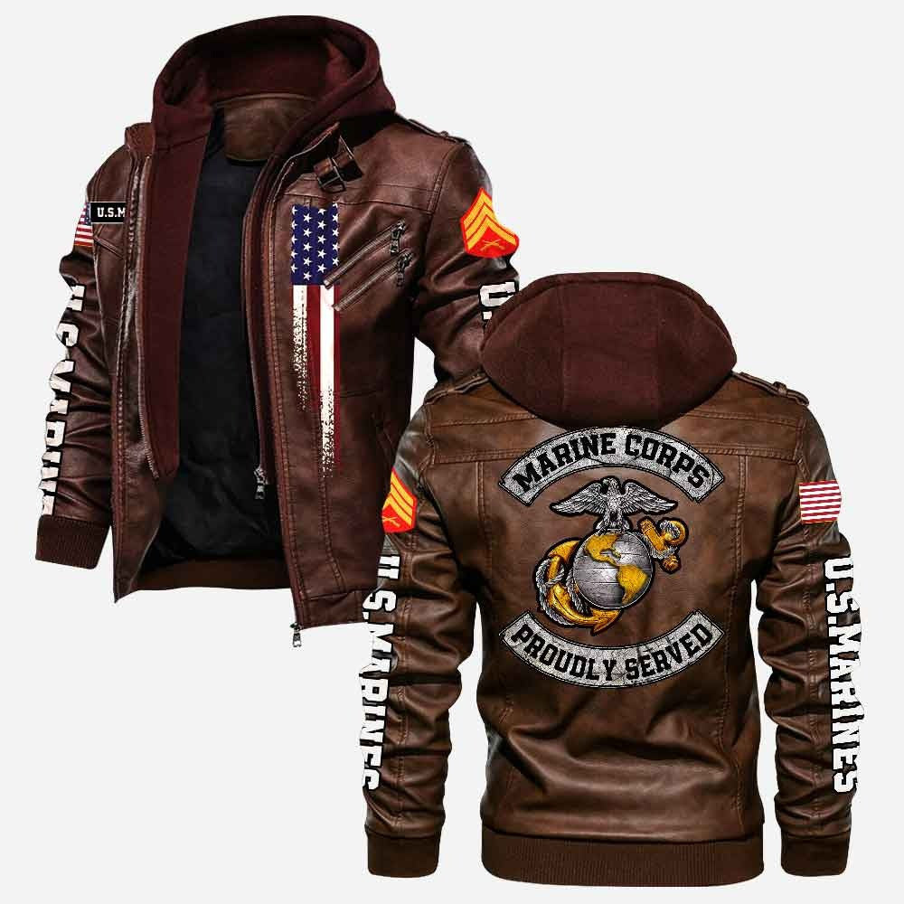 Premium Custom USMC Veteran Leather Jacket, Gifts For Marine Veteran, Gifts On Father's Day, Veterans Day.