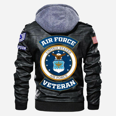 Premium Custom USAF Veteran Leather Jacket, Gifts For Air Force Veteran, Gifts On Father's Day, Veterans Day.