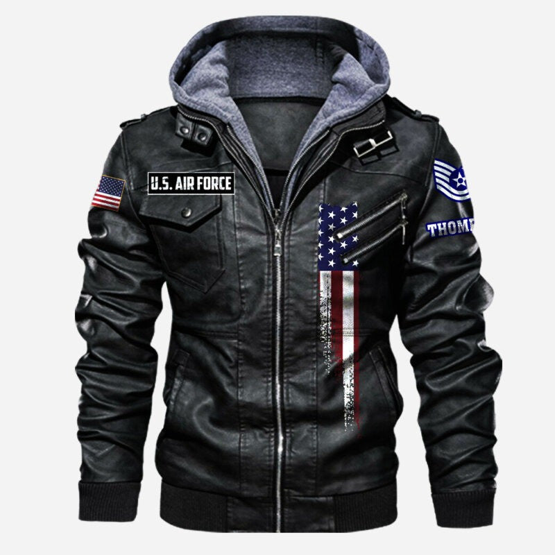 Premium Custom USAF Veteran Leather Jacket, Gifts For Air Force Veteran, Gifts On Father's Day, Veterans Day.
