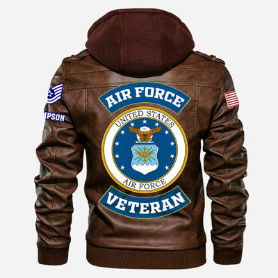 Premium Custom USAF Veteran Leather Jacket, Gifts For Air Force Veteran, Gifts On Father's Day, Veterans Day.