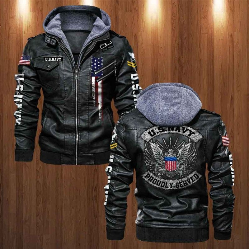 Premium Custom US Navy Veteran Leather Jacket, Gifts For Navy Veteran, Gifts On Father's Day, Veterans Day.