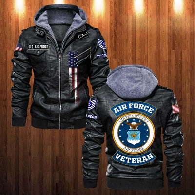 Premium Custom USAF Veteran Leather Jacket, Gifts For Air Force Veteran, Gifts On Father's Day, Veterans Day.