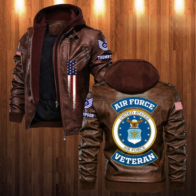 Premium Custom USAF Veteran Leather Jacket, Gifts For Air Force Veteran, Gifts On Father's Day, Veterans Day.