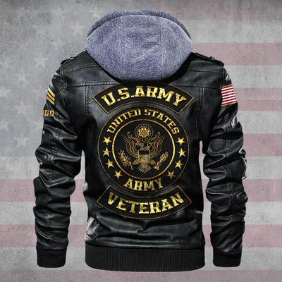 Premium Custom US Army Veteran Leather Jacket, Gifts For Army Veteran, Gifts On Father's Day, Veterans Day.
