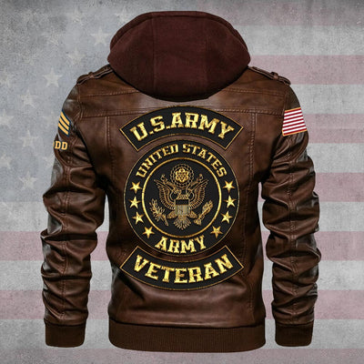 Premium Custom US Army Veteran Leather Jacket, Gifts For Army Veteran, Gifts On Father's Day, Veterans Day.