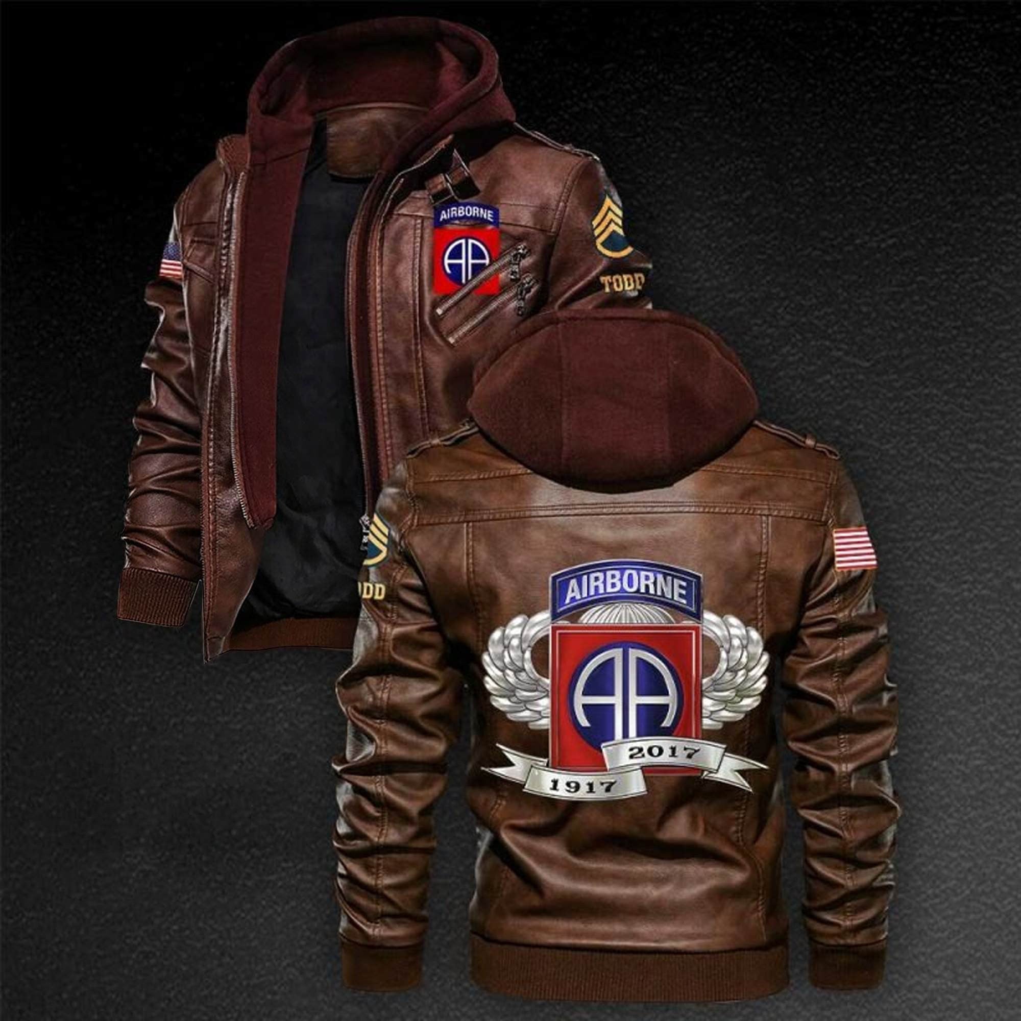 Premium Custom Unit US Army Veteran Leather Jacket, Gifts For Army Veteran, Gifts On Father's Day, Veterans Day.