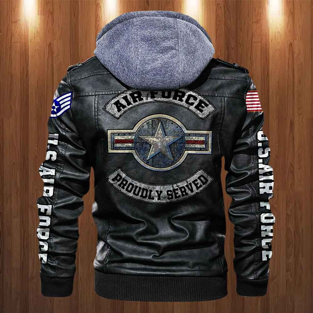 Premium Custom Unit USAF Veteran Leather Jacket, Gifts For Air Force Veteran, Gifts On Father's Day, Veterans Day.