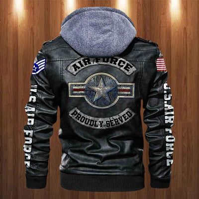Premium Custom Unit USAF Veteran Leather Jacket, Gifts For Air Force Veteran, Gifts On Father's Day, Veterans Day.