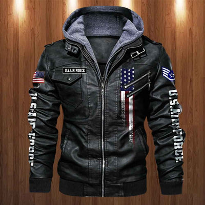 Premium Custom Unit USAF Veteran Leather Jacket, Gifts For Air Force Veteran, Gifts On Father's Day, Veterans Day.