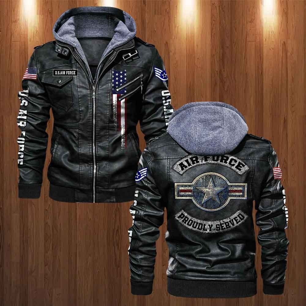 Premium Custom Unit USAF Veteran Leather Jacket, Gifts For Air Force Veteran, Gifts On Father's Day, Veterans Day.
