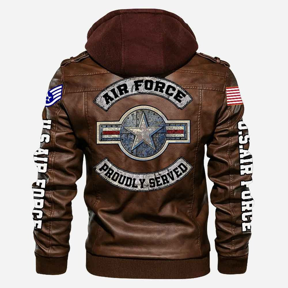 Premium Custom Unit USAF Veteran Leather Jacket, Gifts For Air Force Veteran, Gifts On Father's Day, Veterans Day.