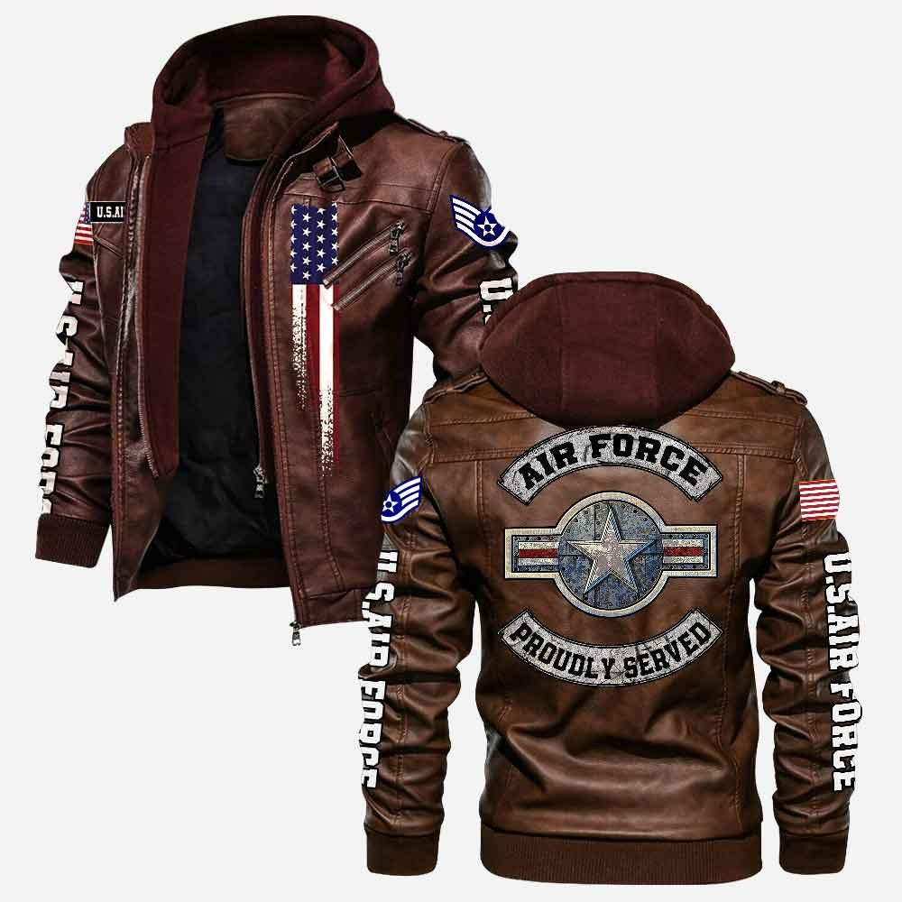 Premium Custom Unit USAF Veteran Leather Jacket, Gifts For Air Force Veteran, Gifts On Father's Day, Veterans Day.