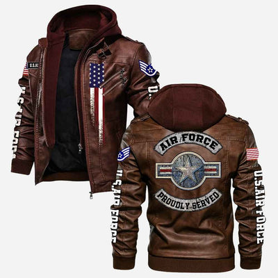 Premium Custom Unit USAF Veteran Leather Jacket, Gifts For Air Force Veteran, Gifts On Father's Day, Veterans Day.