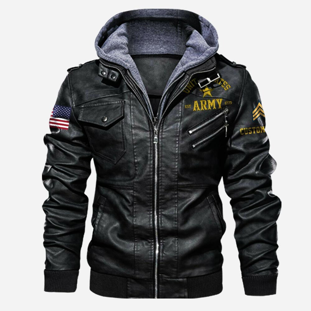 Premium Custom Unit US Army Veteran Leather Jacket, Gifts For Army Veteran, Gifts On Father's Day, Veterans Day.