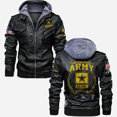 Premium Custom Unit US Army Veteran Leather Jacket, Gifts For Army Veteran, Gifts On Father's Day, Veterans Day.