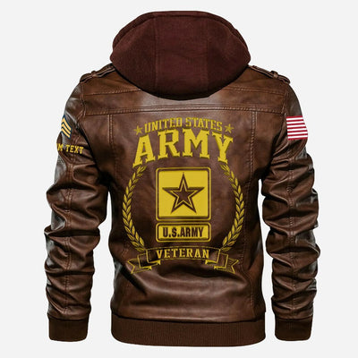Premium Custom US Army Veteran Leather Jacket, Gifts For Army Veteran, Gifts On Father's Day, Veterans Day.