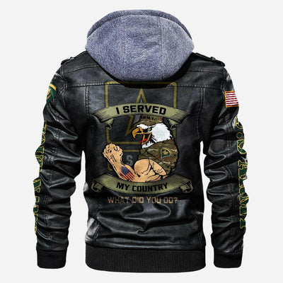 Premium Custom US Army Veteran Leather Jacket, Gifts For Army Veteran, Gifts On Father's Day, Veterans Day.