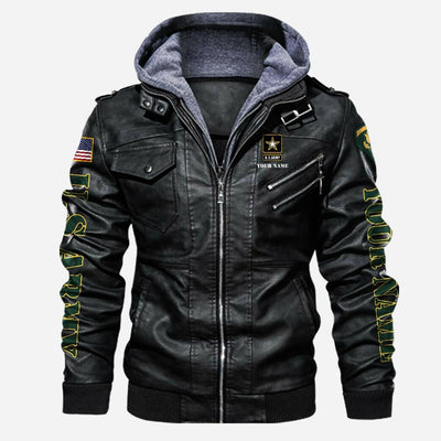 Premium Custom US Army Veteran Leather Jacket, Gifts For Army Veteran, Gifts On Father's Day, Veterans Day.