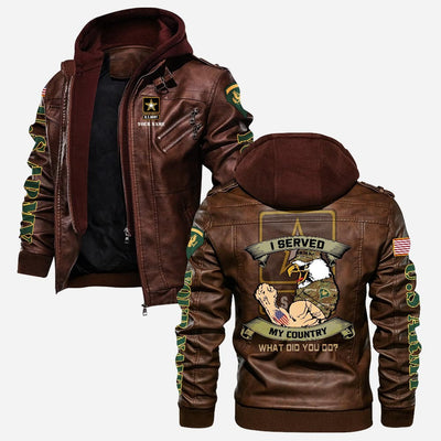 Premium Custom US Army Veteran Leather Jacket, Gifts For Army Veteran, Gifts On Father's Day, Veterans Day.