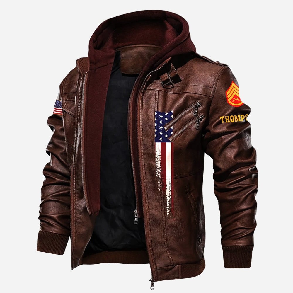 Premium Custom USMC Veteran Leather Jacket, Gifts For Marine Veteran, Gifts On Father's Day, Veterans Day.